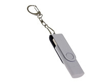 USB-флешка на 16 Гб 2 в 1 поворотный механизм, c дополнительным разъемом Type-C с одноцветным металлическим клипом, белый