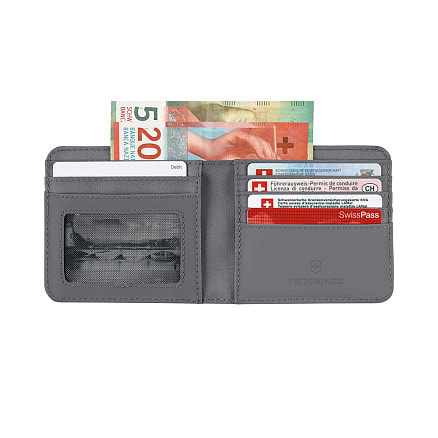 Бумажник VICTORINOX Travel Essentials Bi-Fold Wallet, с защитой от сканирования RFID, серый, полиэстер, 11x2x10 см
