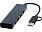 Концентратор USB 2.0 Rise из переработанного алюминия, сертифицированного по стандарту RCS - сплошной черный_ЧЕРНЫЙ