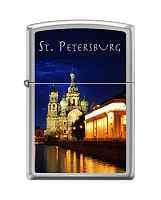 Зажигалка ZIPPO Храм Спаса-на-Крови, с покрытием High Polish Chrome, латунь/сталь, 38x13x57 мм