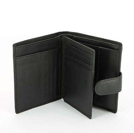 Портмоне S.Quire, натуральная воловья кожа, черный, наппа, 12 x 10,4 x 2 см