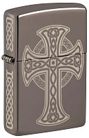 Зажигалка ZIPPO Celtic Cross Design с покрытием Black Ice®, латунь/сталь, черная, 38x13x57 мм